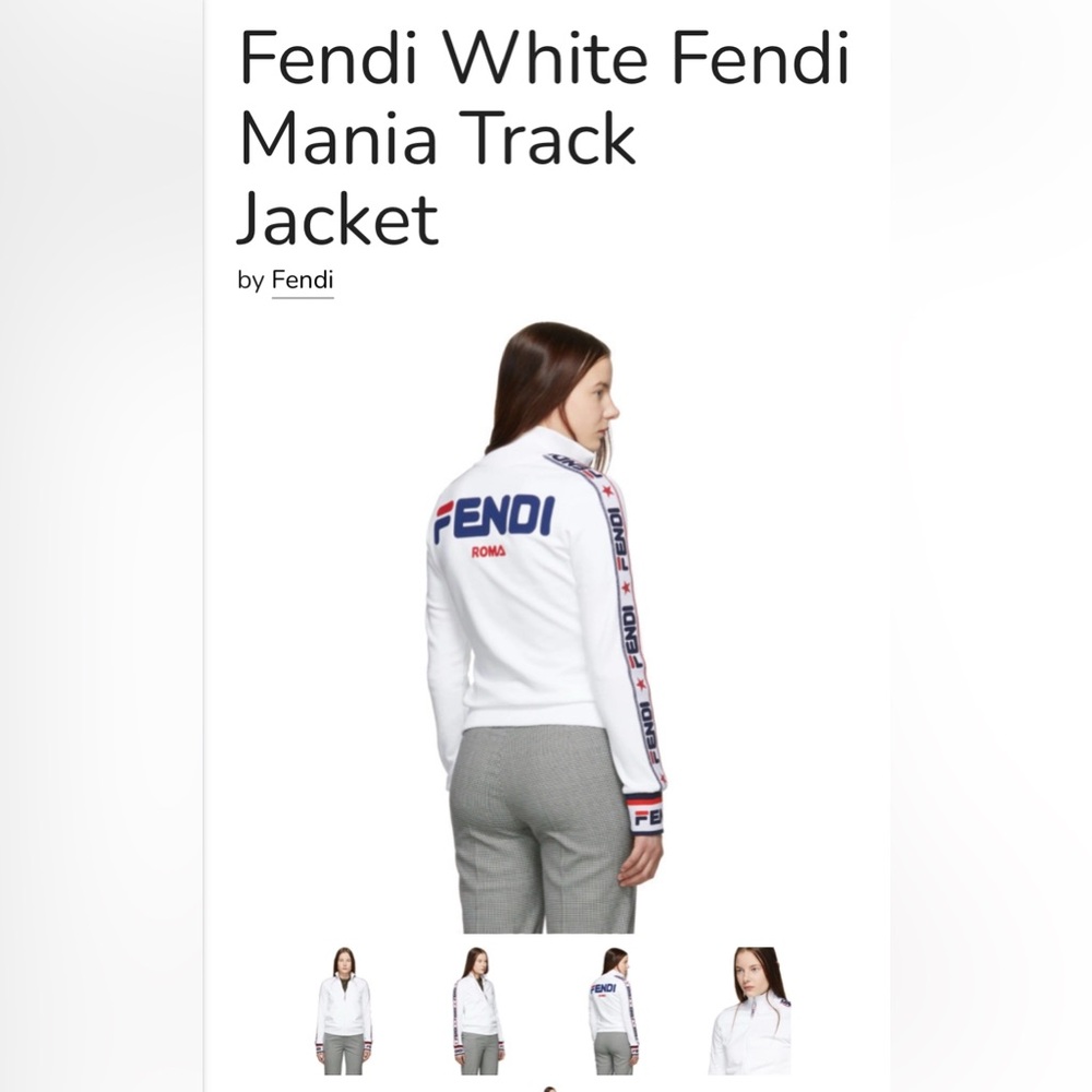 AUTHENTIC Fendi X FILA COLLAB 
White Track Jacket AUTHENTIC size 44